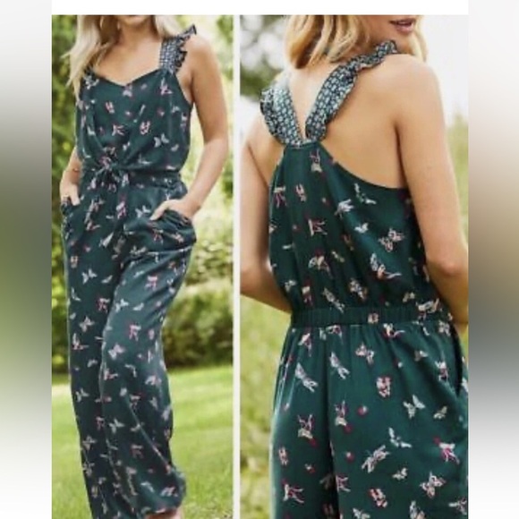 Matilda Jane Pants - Matilda Jane Evergreen Jumpsuit Hummingbird Design Medium